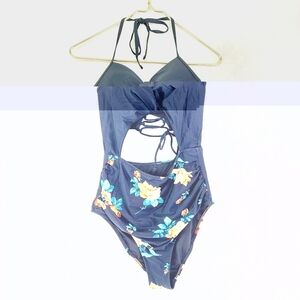 Cupshe Black & Orange Floral Strappy One-Piece Swimsuits 716